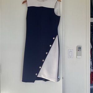 Tommy Hilfiger Navy and White Asymmetrical Dress